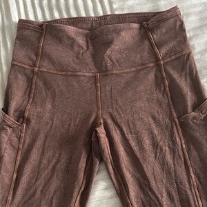 Brown Textured Leggings